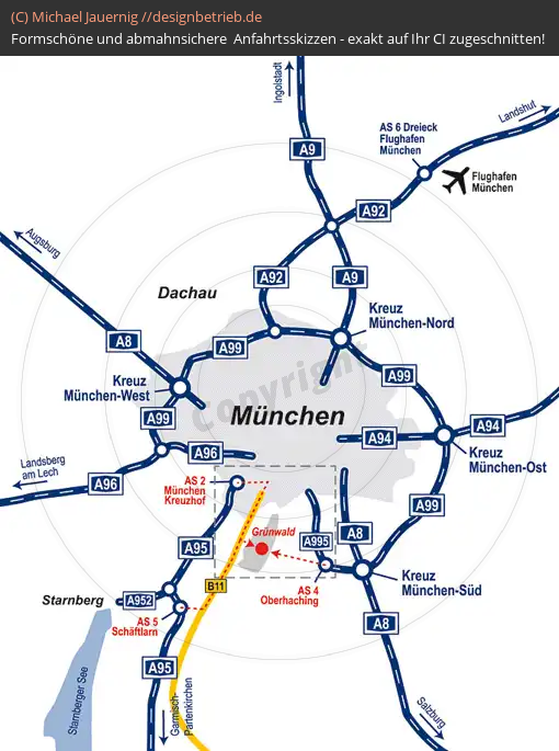 Anfahrtsskizzen München (Übersichtskarte Großraum München) (183)