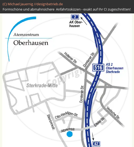 Anfahrtsskizzen erstellen / Anfahrtsskizze Oberhausen   Löwenstein Medical GmbH & Co. KG