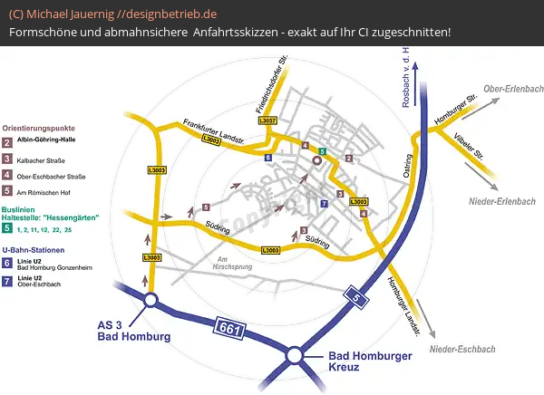 Anfahrtsskizzen erstellen / Anfahrtsskizze Bad-Homburg (übersichtskarte)   