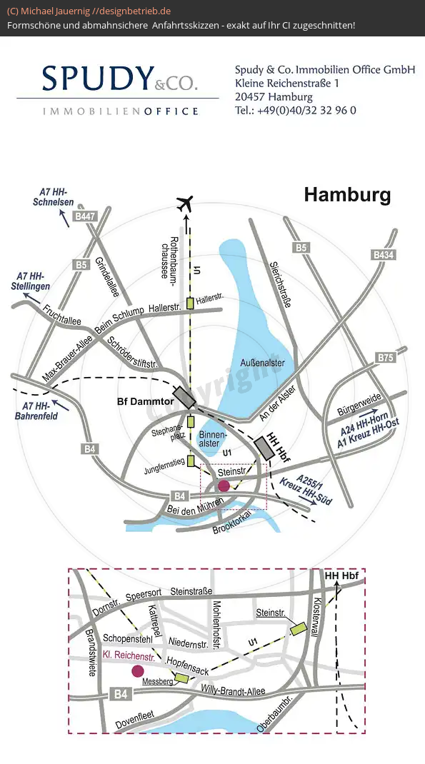 Anfahrtsskizzen erstellen / Anfahrtsskizze Hamburg   Spudy Immobilien Office
