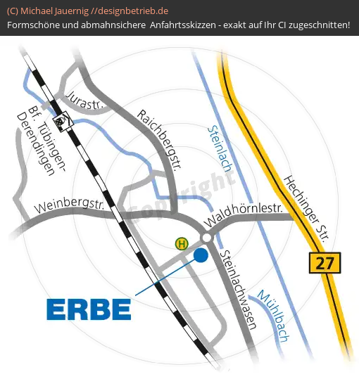 Anfahrtsskizzen erstellen / Anfahrtsskizze Tübingen Detailskizze   ERBE Elektromedizin GmbH