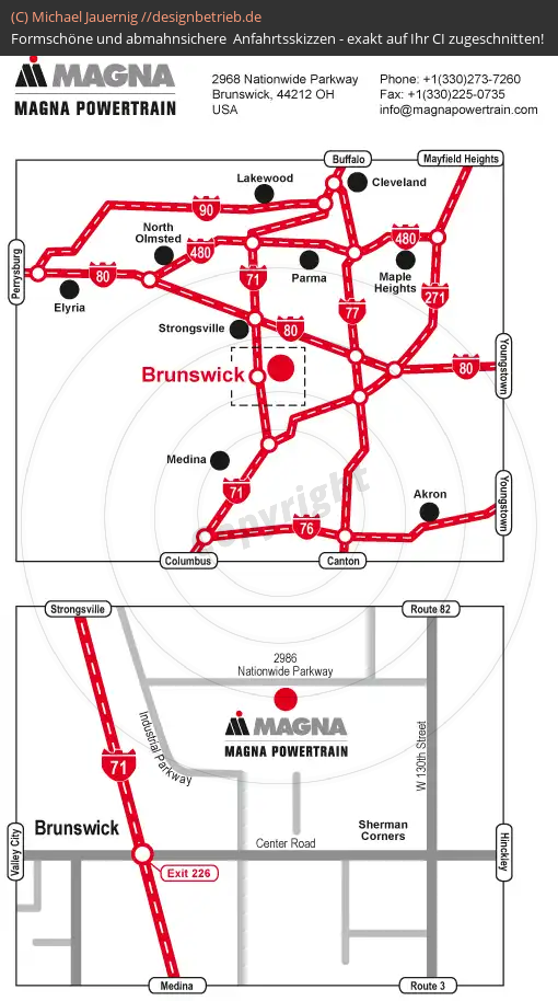 Anfahrtsskizzen Brunswick / Ohio / USA (Übersichtskarte und Detailkarte) (218)