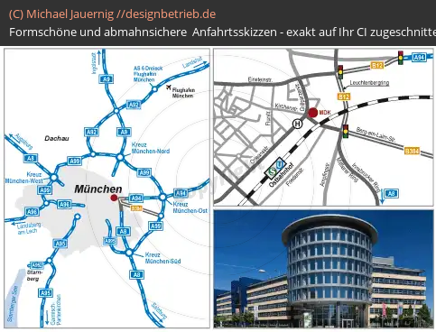 Anfahrtsskizzen erstellen / Anfahrtsskizze München (Übersichtskarte und Detailkarte)   MDK Bayern