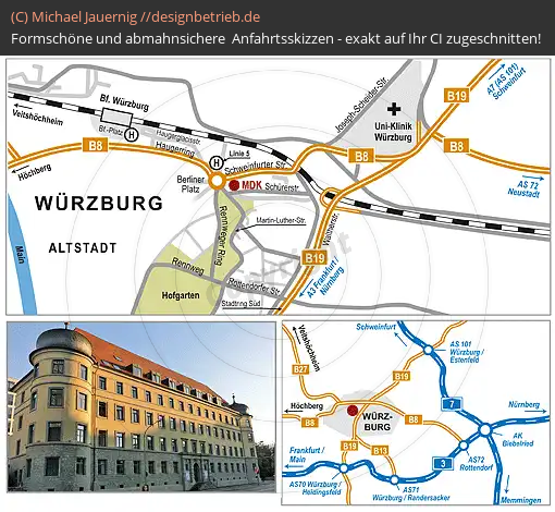 Anfahrtsskizzen erstellen / Anfahrtsskizze Würzburg   MDK Bayern