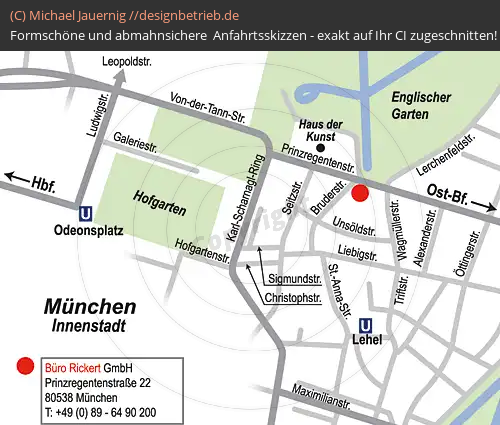 Anfahrtsskizzen erstellen / Anfahrtsskizze München (Detailskizze)   Büro Rickert