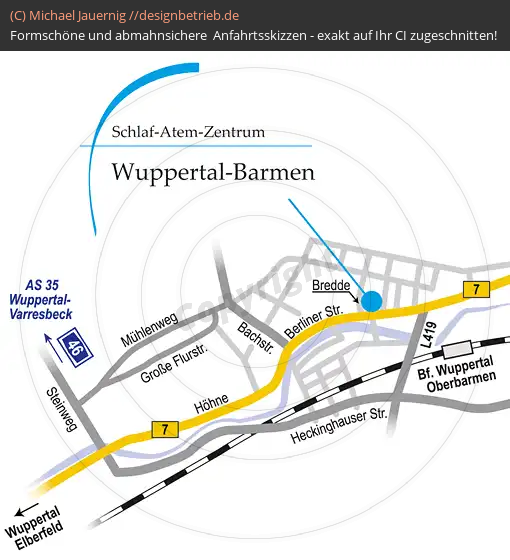 Anfahrtsskizzen erstellen / Anfahrtsskizze Wuppertal Barmen   Löwenstein Medical GmbH & Co. KG