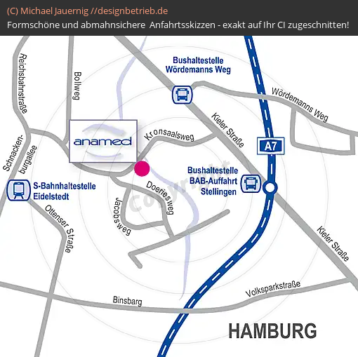 Anfahrtsskizzen erstellen / Anfahrtsskizze Hamburg   anamed