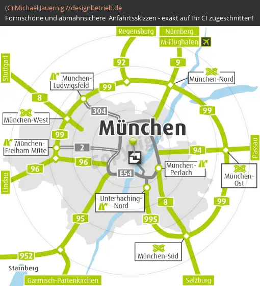 Anfahrtsskizzen erstellen / Anfahrtsskizze München Übersichtskarte   DERAG Living Hotel Prinzessin Elisabeth
