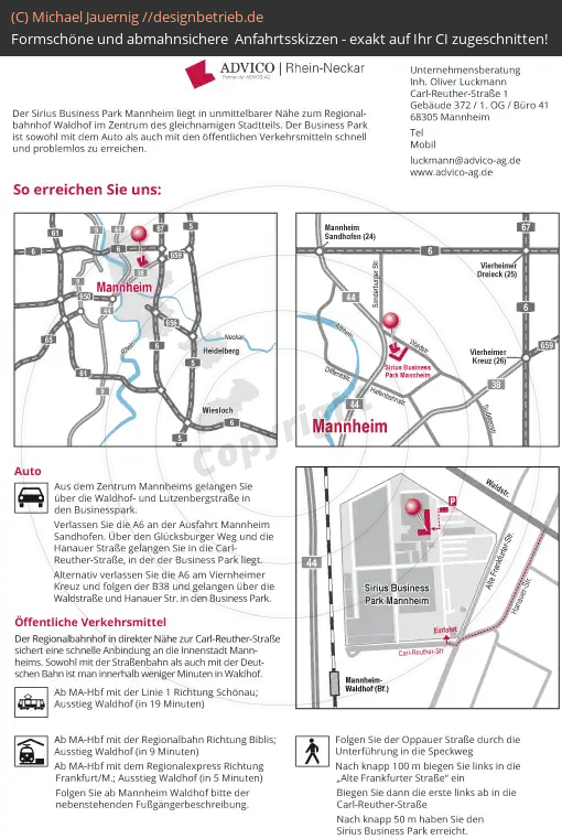 Anfahrtsskizzen Mannheim Business Sirius Park (Wegbeschreibung mit Detailskizze, Übersichtskarte und Gebäudeplan) (346)