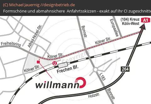 Anfahrtsskizzen erstellen / Anfahrtsskizze Frechen Kölner Straße   HSW Willmann GmbH