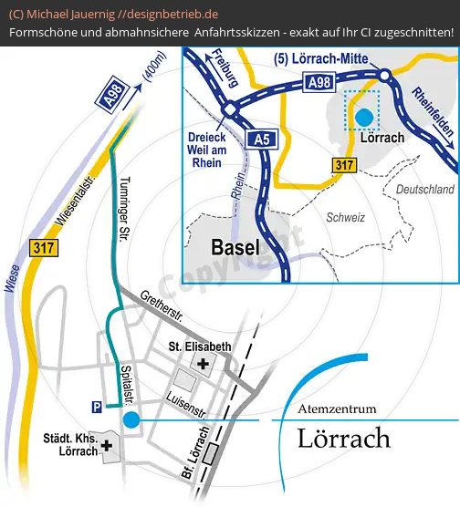 Anfahrtsskizzen Lörrach Spitaltraße (366)