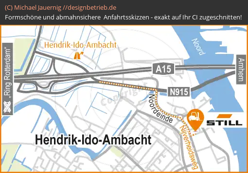 Anfahrtsskizze 433 Hendrik-Ido-Ambacht bei Rotterdam (Niederlande) Detailskizze   STILL GmbH (433)