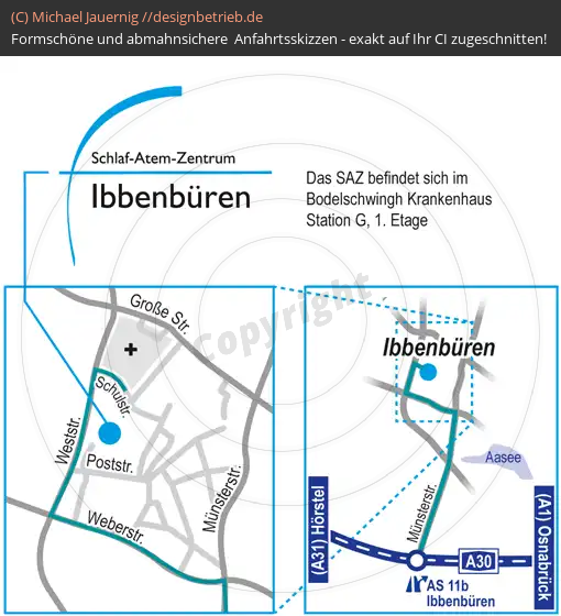 Anfahrtsskizze 521 Ibbenbüren Schulstraße im Bodelschwingh-Krankenhaus   Schlaf-Atem-Zentrum Löwenstein Medical GmbH & Co. KG (521)