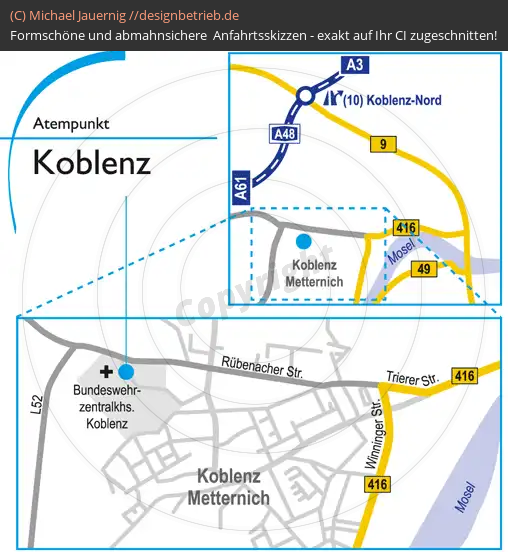 Anfahrtsskizzen Koblenz Rübenacher Straße Bundeswehrzentralkrankenhaus (523)