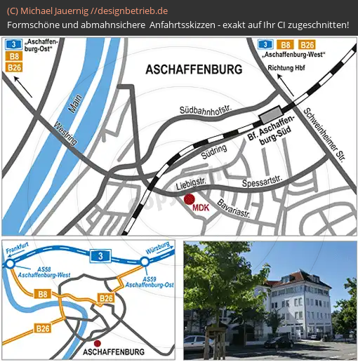 Anfahrtsskizzen erstellen / Anfahrtsskizze Aschaffenburg   MDK Bayern
