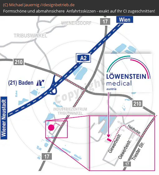 Anfahrtsskizzen erstellen / Anfahrtsskizze Baden (Österreich)   Niederlassung Baden (Österreich) | Löwenstein Medical GmbH & Co. KG