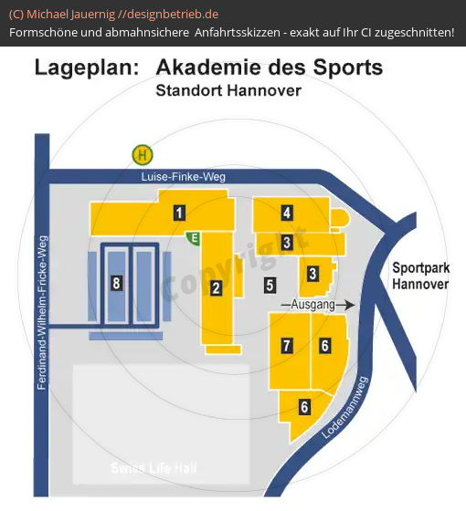 Anfahrtsskizzen erstellen / Anfahrtsskizze Lageplan Sportpark Hannover   Akademie des Sports