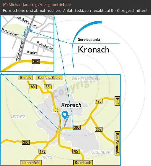 Anfahrtsskizzen erstellen / Anfahrtsskizze Kronach   Servicepunkt | Löwenstein Medical GmbH & Co. KG