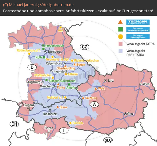 Anfahrtsskizzen Bayern, Österreich, Südtirol Regionalkarte (608)