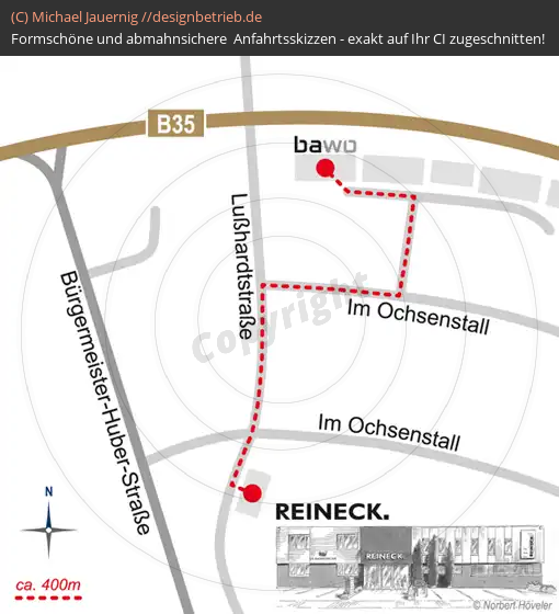 Anfahrtsskizzen erstellen / Anfahrtsskizze Karlsdorf Lageplan  REINECK.