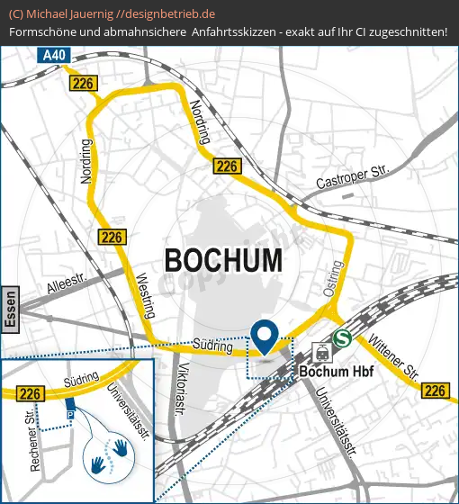 Anfahrtsskizzen erstellen / Anfahrtsskizze Bochum Südring 7 Detailkarte Physiotherapie Karimi