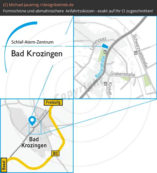 Anfahrtsskizzen erstellen / Anfahrtsskizze Bad-Krozingen Baslerstraße   Schlaf-Atem-Zentrum | Löwenstein Medical GmbH & Co. KG