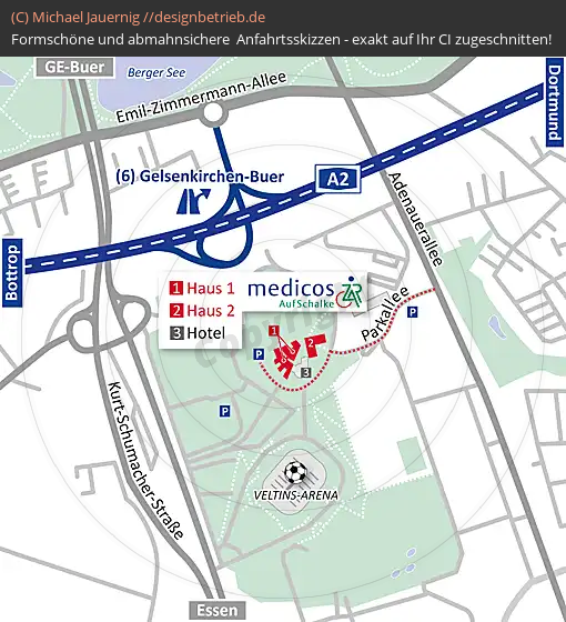 Anfahrtsskizze 763 Gelsenkirchen-Schalke   medicos auf Schalke (763)