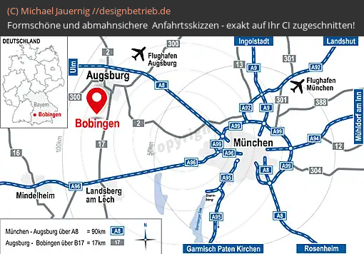 Anfahrtsskizzen Bobingen / München (799)